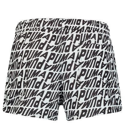 Puma Badeshorts - Weiß m. Schwarz Print