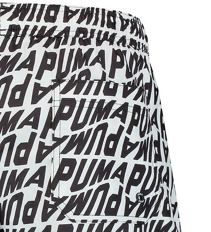 Puma Badeshorts - Weiß m. Schwarz Print