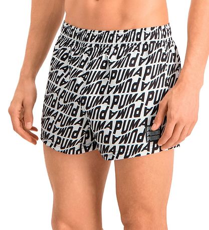 Puma Badeshorts - Weiß m. Schwarz Print