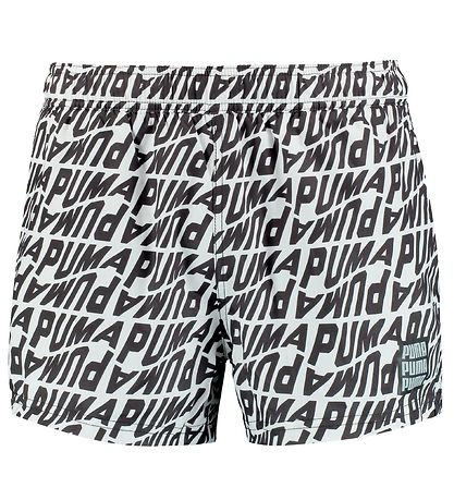 Puma Badeshorts - Weiß m. Schwarz Print