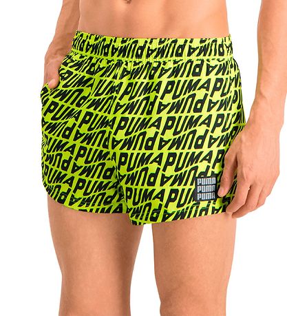 Puma Badshorts - Neongul m. Tryck