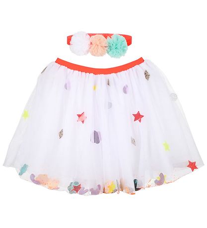 Meri Meri Costume - Tulle Skirt - White w. Sequins