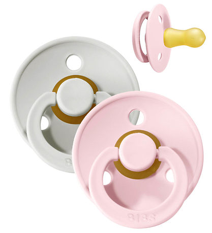 BIBS Colour Pacifiers - 2-Pack - Size 2 - Round - Haze/Blossom