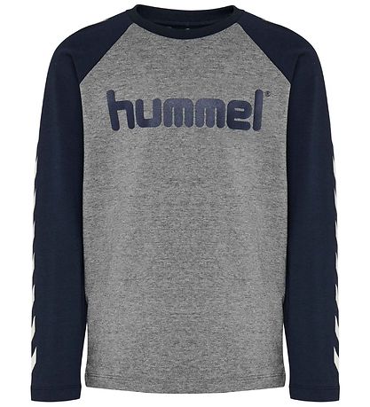 Hummel Long Sleeve Top - hmlBoys - Navy/Grey Melange