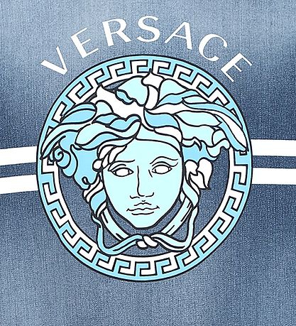 Versace Sweat-shirt - Logo/Mduse - Medium+ Blue/Blanc