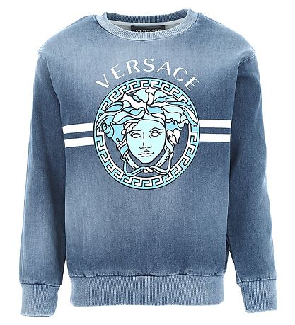 Versace Sweat-shirt - Logo/Mduse - Medium+ Blue/Blanc