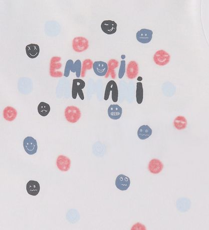 Emporio Armani Blouse - White w. Text/Smileys