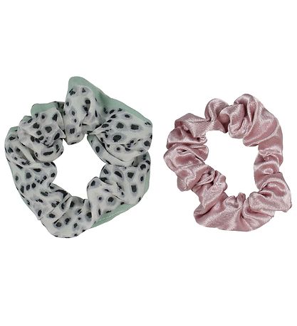 Bows By Stær By Scrunchie - 2er-Pack - June - Rosa/Grüner Leo - 