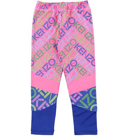 Kenzo Leggings - Einkaútgáfa - Neon Bleikt/Blár M. Lógó