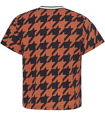 Hummel Stuttermabolur - HMLChick - Dökkblátt/Appelsína M. Köflót