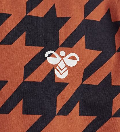 Hummel Stuttermabolur - HMLChick - Dökkblátt/Appelsína M. Köflót