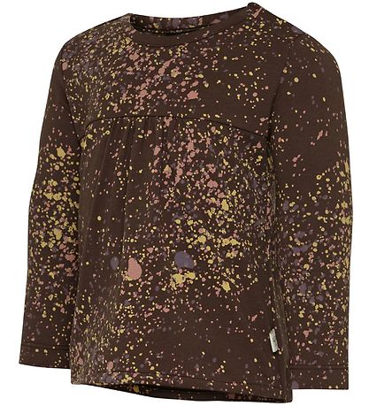 Hummel Long Sleeve Top - HMLSusanne - Brown/Dots