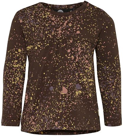 Hummel Long Sleeve Top - HMLSusanne - Brown/Dots