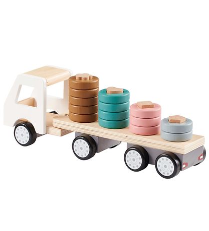 Kids Concept Stapelwagen - 38 cm - Aiden - Wei/Natur