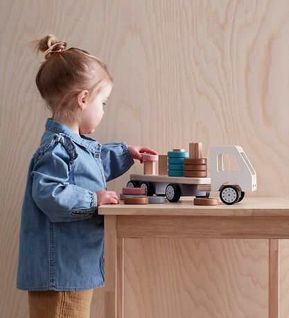 Kids Concept Stapelwagen - 38 cm - Aiden - Wei/Natur