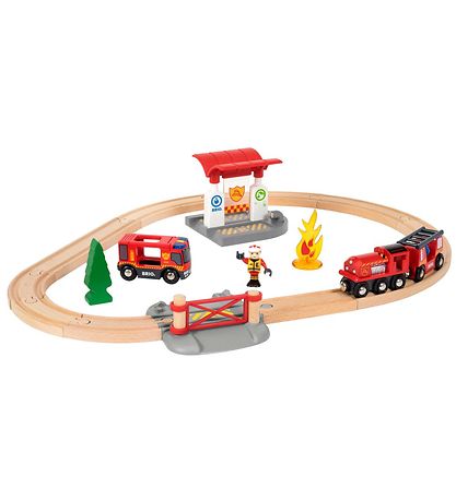 Rail de Train BRIO World - 18 Parties - Pompier 33815
