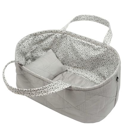 Smallstuff Burðarrúm fyrir dúkku - Grey Quiltet