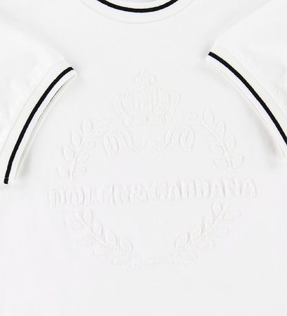 Dolce & Gabbana Stuttermabolur - Hvítur M. Útsaumur