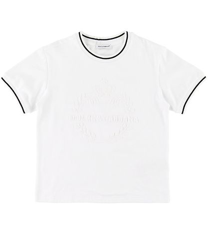 Dolce & Gabbana Stuttermabolur - Hvítur M. Útsaumur