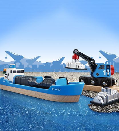BRIO World Freight Ship and Crane - Blue 33534