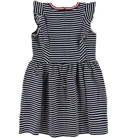 Tommy Hilfiger Kjole - Navy/Hvit Stripet m. Volanger