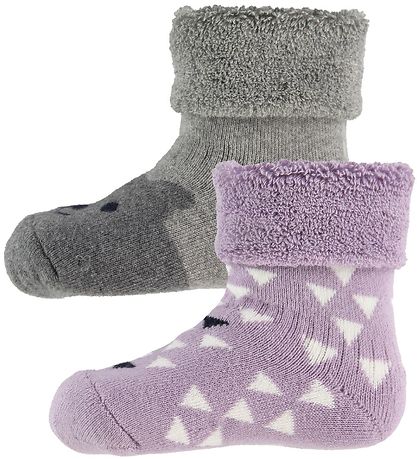 Melton Socken - 2er-Pack - Grau/Lila