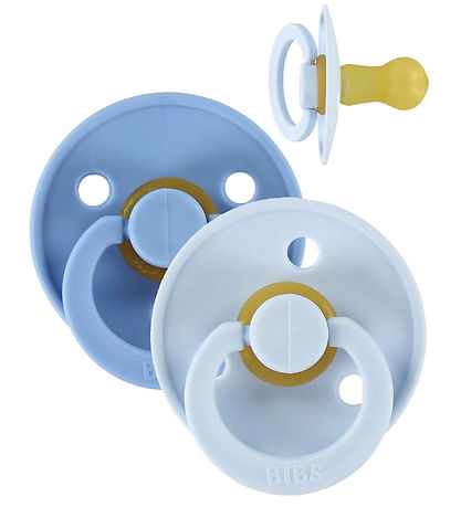 BIBS Colour Pacifiers - Size 1 - 2-Pack - Round - Sky Blue/Baby 