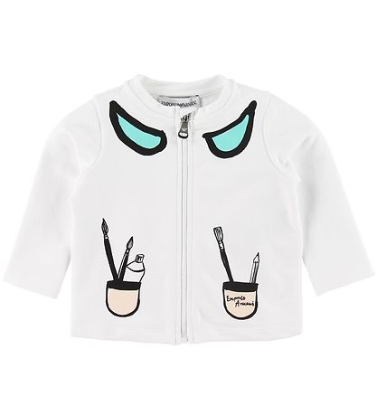 Emporio Armani Set - Cardigan/Joggingbroek - Wit/Turquoise m. Bo