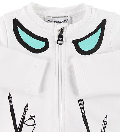 Emporio Armani Set - Cardigan/Joggingbroek - Wit/Turquoise m. Bo