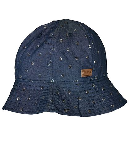 Melton bucket hat - UV50 - Blå Denim m. Blommor