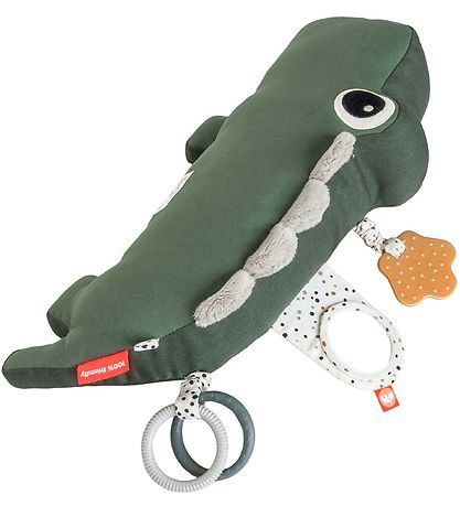 Done By Deer Pillow w. Activity Toy - Croco - 41 cm - Green
