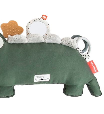 Done By Deer Pillow w. Activity Toy - Croco - 41 cm - Green