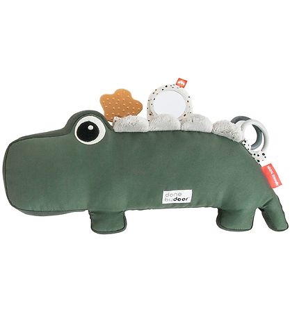 Done By Deer Pillow w. Activity Toy - Croco - 41 cm - Green