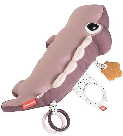 Done By Deer Pillow w. Activity Toy - Croco - 41 cm - Powder