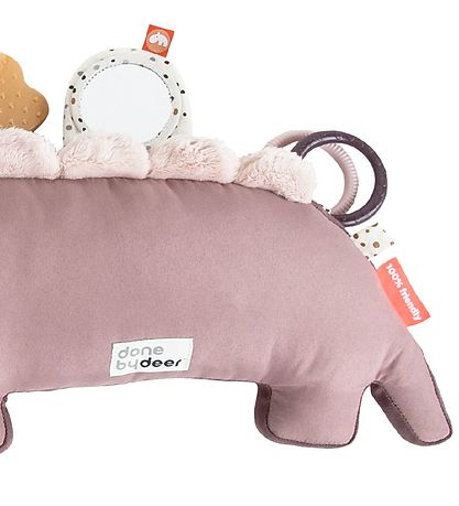 Done By Deer Pillow w. Activity Toy - Croco - 41 cm - Powder