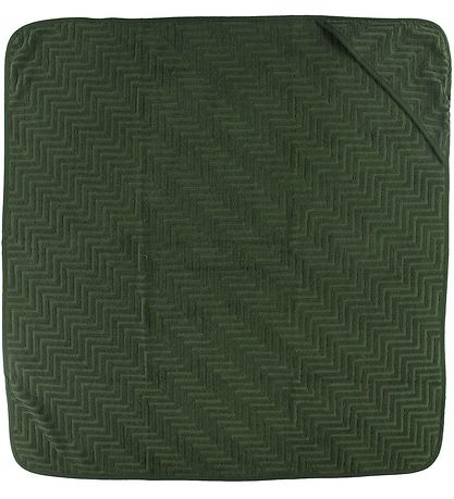 Filibabba Barnahandklæði - Zigzag - 90x90 cm - Dark Green