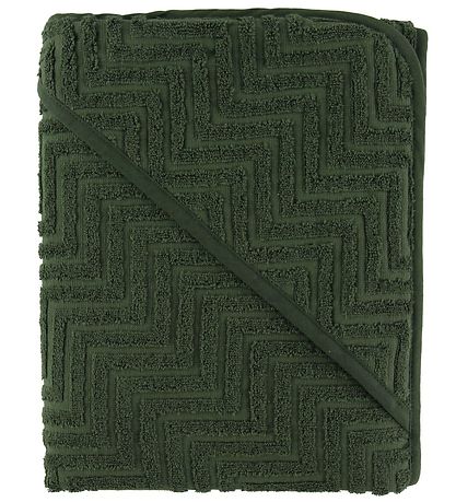 Filibabba Barnahandklæði - Zigzag - 90x90 cm - Dark Green