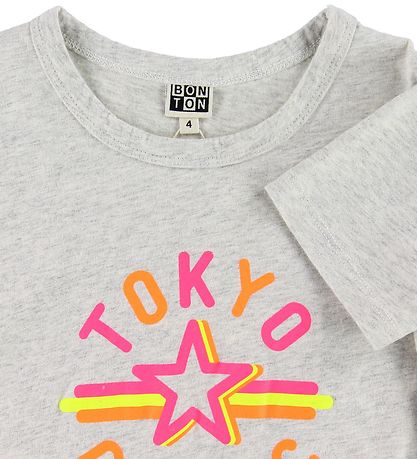 Bonton T-Shirt - Graumeliert m. Neon