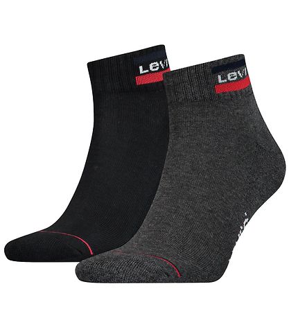 Levis Sneaker-Socken - 2er-Pack - Mid Cut - Schwarz/Grau