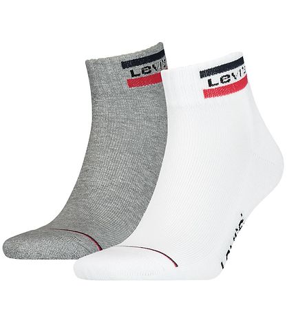 Levis Sneaker-Socken - 2er-Pack - Mid Cut - Grau/Weiß
