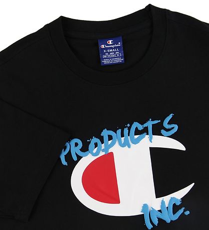 Champion Fashion T Shirt Schwarz m. Logo