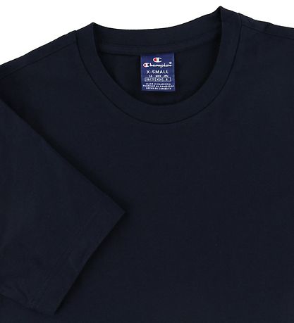 Champion Fashion Stuttermabolur - Dökkblátt/Hvítur M. Lógó