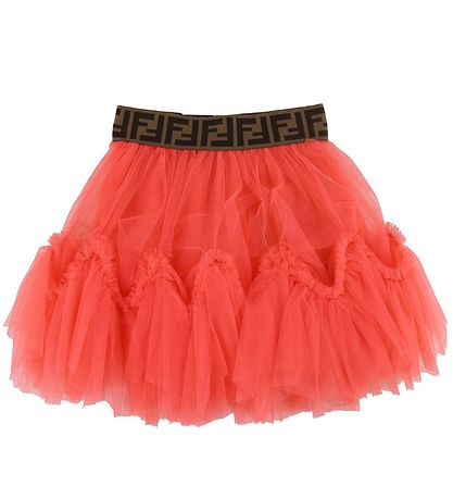 Fendi Tulle Skirt Coral w. Logo Quick Shipping KW IE