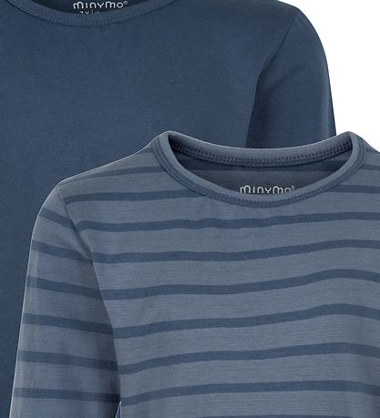 Minymo Long Sleeve Tops - 2-pack - New Navy w. Stripes