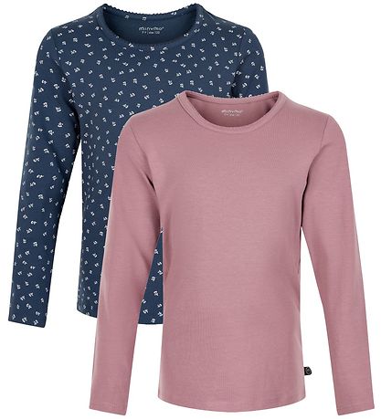 Minymo Long Sleeve Tops - 2-pack - Mesa Rose/New Navy