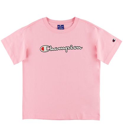 Champion Fashion Stuttermabolur - Bleikt M. Lógó