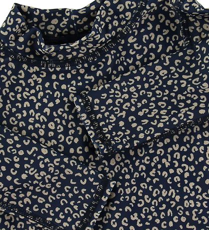 Soft Gallery Swim Top l/s - UV50+ - Dress Blue w. Leopard