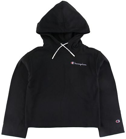 Champion Fashion Hoodie Crop Schwarz m. Logo