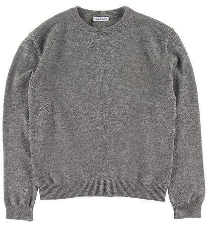 Dolce & Gabbana Pullover - Wolle - Graumeliert m. Strickerei