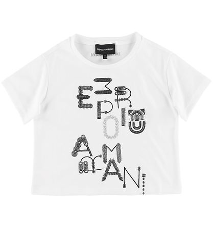 Emporio Armani Stuttermabolur - Hvítur M. Útsaumur